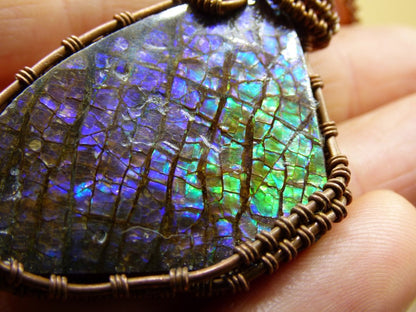 Ammolite *~ Wire ~* ~ Edelstein Kette mit Kupferdraht ~HIPPIE ~GOA ~Boho ~Ethno ~Nature ~Heilstein ~Energy ~Chakra ~Spirale - Art of Nature Berlin