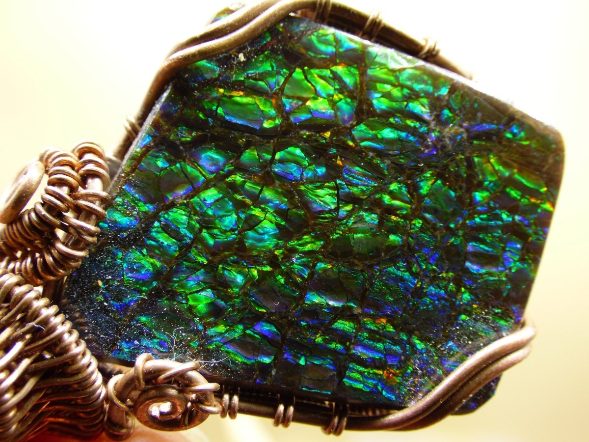 Ammolite *~ Wire ~* ~ Edelstein Kette mit Kupferdraht ~HIPPIE ~GOA ~Boho ~Ethno ~Nature ~Heilstein ~Energy ~Chakra ~Spirale - Art of Nature Berlin