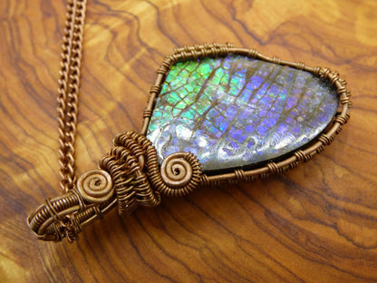 Ammolite *~ Wire ~* ~ Edelstein Kette mit Kupferdraht ~HIPPIE ~GOA ~Boho ~Ethno ~Nature ~Heilstein ~Energy ~Chakra ~Spirale - Art of Nature Berlin