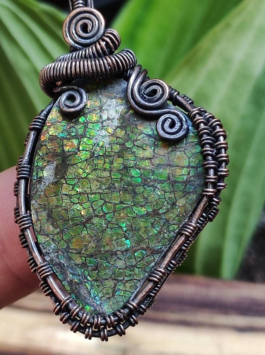 Ammolite Wire ~ Edelstein Kette mit Kupferdraht ~HIPPIE ~GOA ~Boho ~Ethno ~Nature ~Heilstein ~Energy ~Chakra ~Spirale - Art of Nature Berlin