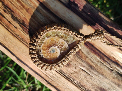 Ammonite Fossil ~ Makramee Edelstein Kette ~HIPPIE ~GOA ~Boho ~Ethno ~Nature ~Heilstein - Art of Nature Berlin