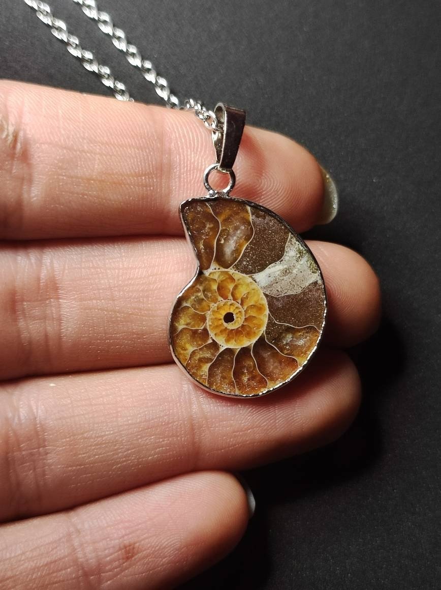 Ammonite Schnecke ~ 925 Sterling Silber ~ Anhänger Kette ~HIPPIE ~GOA ~Boho ~Ethno ~Nature ~Heilstein ~Fossil ~Spirale - Art of Nature Berlin