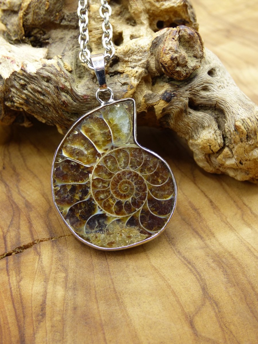 Ammonite Schnecke ~ Anhänger Kette ~HIPPIE ~GOA ~Boho ~Ethno ~Nature ~Heilstein ~Fossil ~Spirale - Art of Nature Berlin