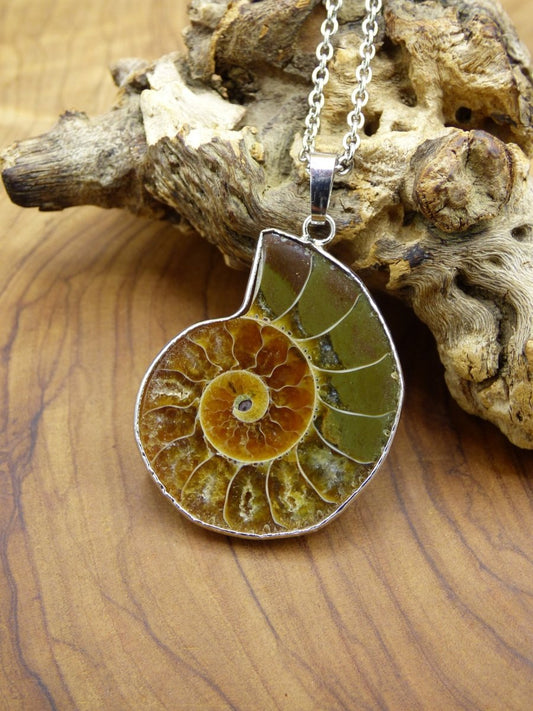 Ammonite Schnecke ~ Anhänger Kette ~HIPPIE ~GOA ~Boho ~Ethno ~Nature ~Heilstein ~Fossil ~Spirale - Art of Nature Berlin