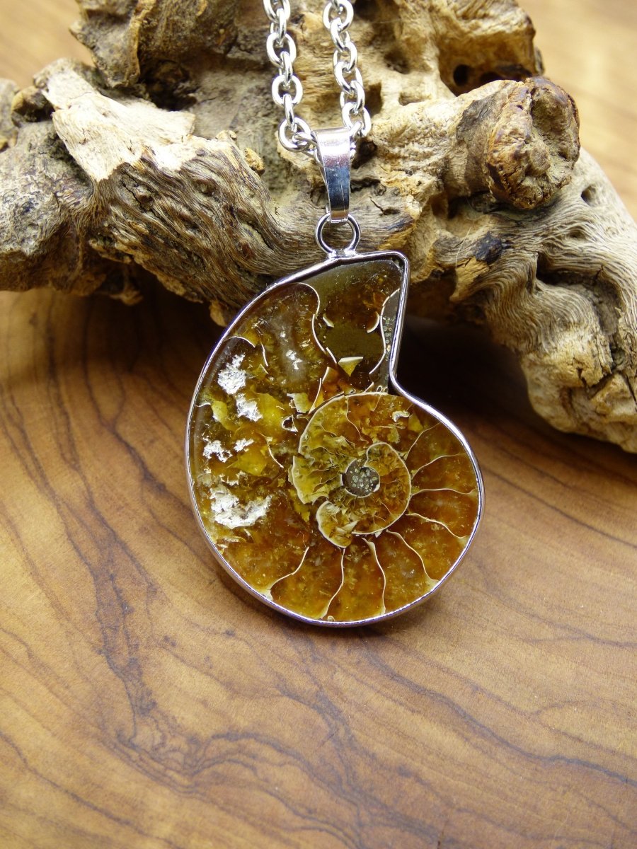 Ammonite Schnecke ~ Anhänger Kette ~HIPPIE ~GOA ~Boho ~Ethno ~Nature ~Heilstein ~Fossil ~Spirale - Art of Nature Berlin