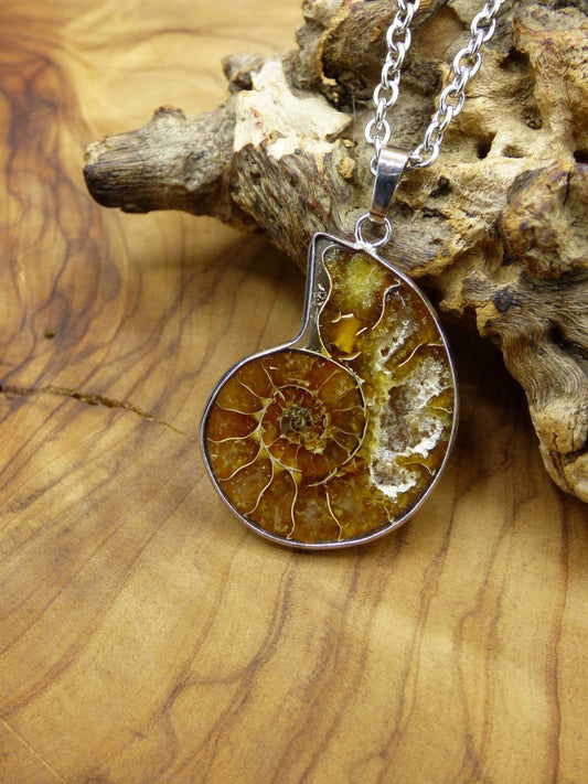 Ammonite Schnecke ~ Anhänger Kette ~HIPPIE ~GOA ~Boho ~Ethno ~Nature ~Heilstein ~Fossil ~Spirale - Art of Nature Berlin