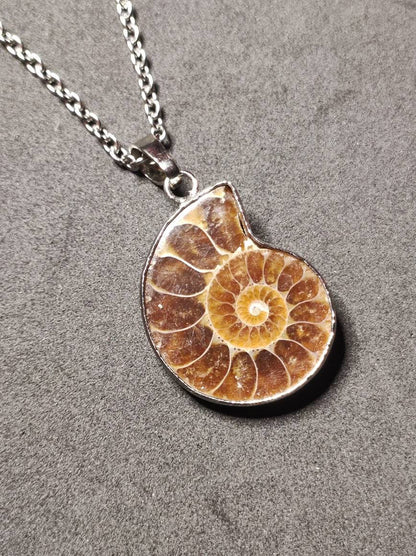 Ammonite Schnecke ~ Anhänger Kette ~HIPPIE ~GOA ~Boho ~Ethno ~Nature ~Heilstein ~Fossil ~Spirale - Art of Nature Berlin