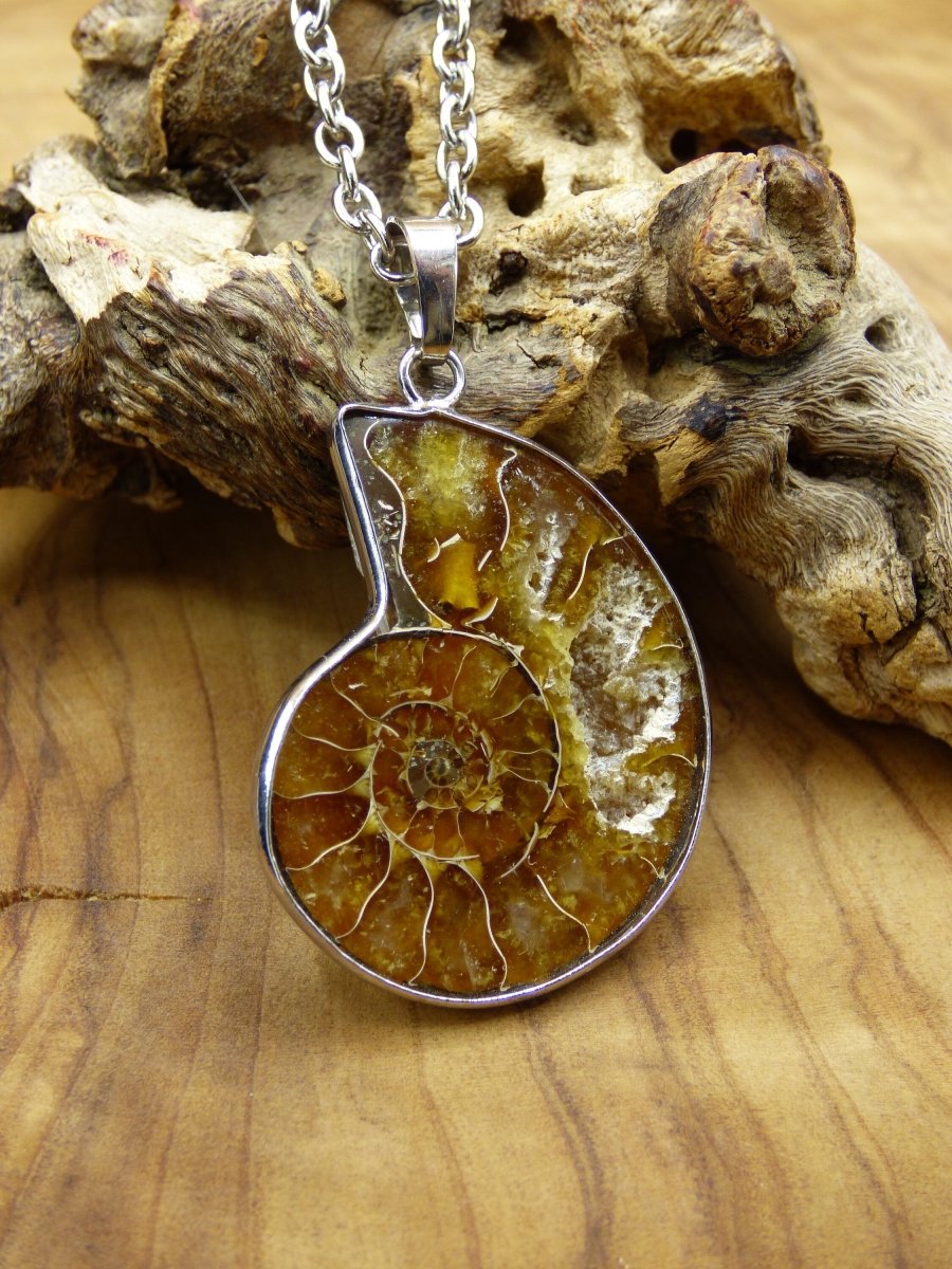 Ammonite Schnecke ~ Anhänger Kette ~HIPPIE ~GOA ~Boho ~Ethno ~Nature ~Heilstein ~Fossil ~Spirale - Art of Nature Berlin