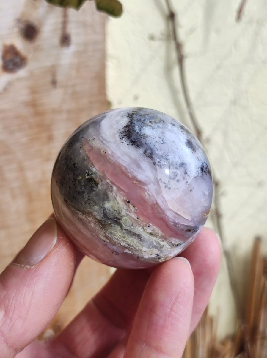 Andenopal Kugel Rosa Pink Opal ~ Edelstein Meditation Deko Sphere Crystal HIPPIE GOA Boho Ethno Heilstein - Art of Nature Berlin