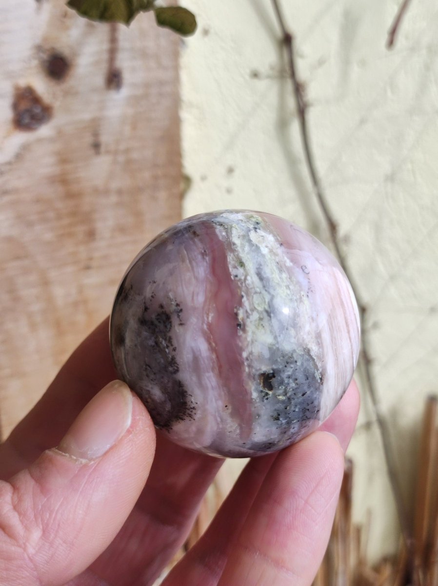 Andenopal Kugel Rosa Pink Opal ~ Edelstein Meditation Deko Sphere Crystal HIPPIE GOA Boho Ethno Heilstein - Art of Nature Berlin