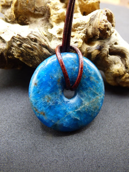 Apatit AAA ~ Donut 30mm ~ Edelstein Kette ~HIPPIE ~GOA ~Boho ~Tibet ~Ethno ~Nature ~Donut ~Schutzsymbol ~Heilstein~Rarität Selten - Art of Nature Berlin