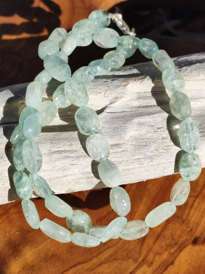 Aquamarin A - Edelstein Kette 925 Sterling Silber - Edler Frau Mann Schmuck Filigran Hochzeitstag Geburtstag Geschenk Heilstein Rarität blau - Art of Nature Berlin