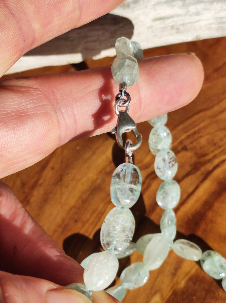 Aquamarin A - Edelstein Kette 925 Sterling Silber - Edler Frau Mann Schmuck Filigran Hochzeitstag Geburtstag Geschenk Heilstein Rarität blau - Art of Nature Berlin