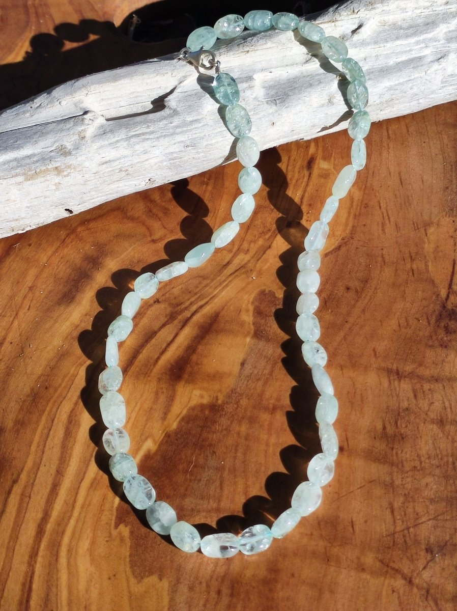 Aquamarin A - Edelstein Kette 925 Sterling Silber - Edler Frau Mann Schmuck Filigran Hochzeitstag Geburtstag Geschenk Heilstein Rarität blau - Art of Nature Berlin