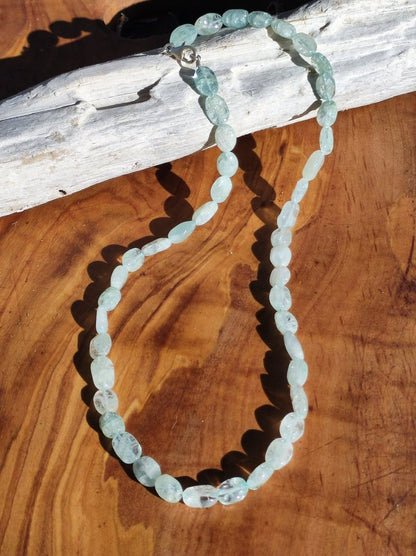 Aquamarin A - Edelstein Kette 925 Sterling Silber - Edler Frau Mann Schmuck Filigran Hochzeitstag Geburtstag Geschenk Heilstein Rarität blau - Art of Nature Berlin