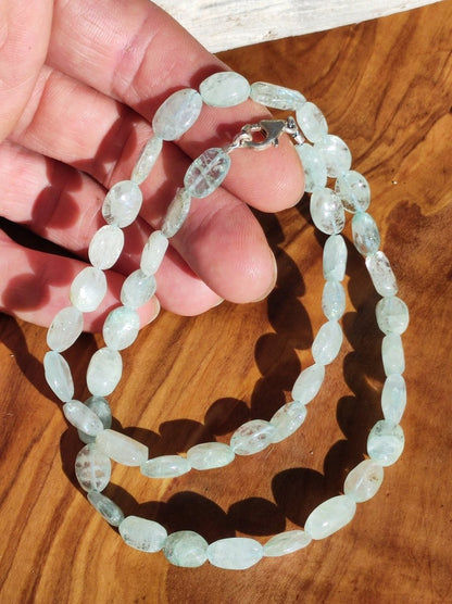 Aquamarin A - Edelstein Kette 925 Sterling Silber - Edler Frau Mann Schmuck Filigran Hochzeitstag Geburtstag Geschenk Heilstein Rarität blau - Art of Nature Berlin