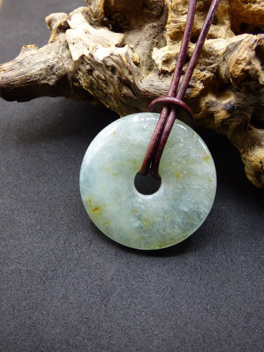 Aquamarin ~ Edelstein Kette ~HIPPIE ~GOA ~Boho ~Tibet ~Ethno ~Nature ~Donut ~Schutzsymbol ~Heilstein - Art of Nature Berlin