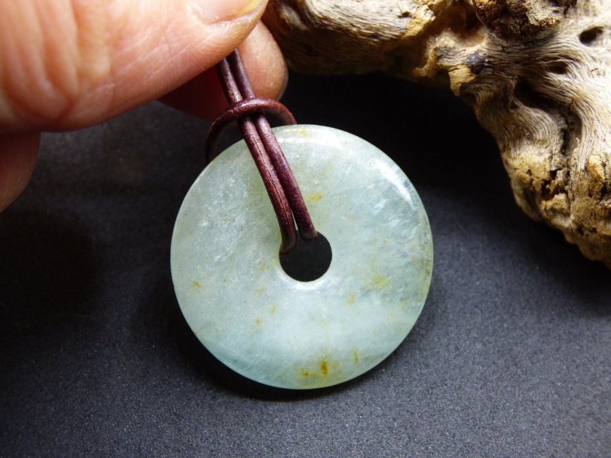 Aquamarin ~ Edelstein Kette ~HIPPIE ~GOA ~Boho ~Tibet ~Ethno ~Nature ~Donut ~Schutzsymbol ~Heilstein - Art of Nature Berlin