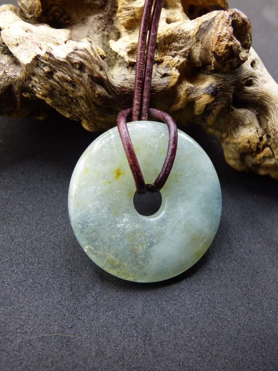 Aquamarin ~ Edelstein Kette ~HIPPIE ~GOA ~Boho ~Tibet ~Ethno ~Nature ~Donut ~Schutzsymbol ~Heilstein - Art of Nature Berlin