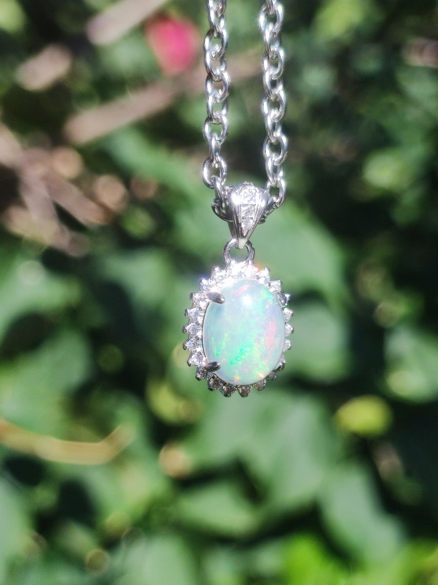 Äthiopien Opal 925 Silber - Edelstein Kette bunt Rarität Edel Natur Heilstein Kristalle Anhänger Mann Frau Geschenk Er Sie Bruder Schwester - Art of Nature Berlin