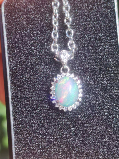 Äthiopien Opal 925 Silber - Edelstein Kette bunt Rarität Edel Natur Heilstein Kristalle Anhänger Mann Frau Geschenk Er Sie Bruder Schwester - Art of Nature Berlin