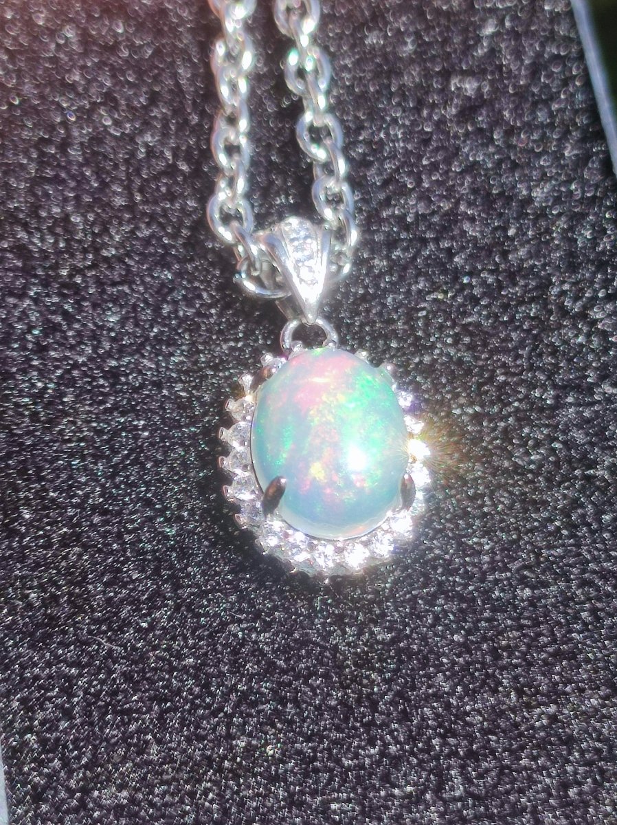 Äthiopien Opal 925 Silber - Edelstein Kette bunt Rarität Edel Natur Heilstein Kristalle Anhänger Mann Frau Geschenk Er Sie Bruder Schwester - Art of Nature Berlin