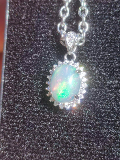 Äthiopien Opal 925 Silber - Edelstein Kette bunt Rarität Edel Natur Heilstein Kristalle Anhänger Mann Frau Geschenk Er Sie Bruder Schwester - Art of Nature Berlin