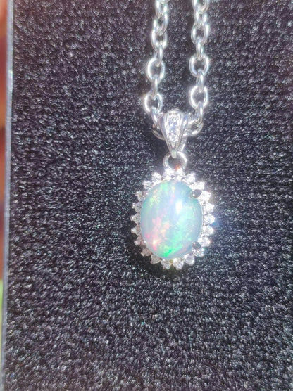 Äthiopien Opal 925 Silber - Edelstein Kette bunt Rarität Edel Natur Heilstein Kristalle Anhänger Mann Frau Geschenk Er Sie Bruder Schwester - Art of Nature Berlin