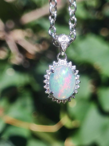 Äthiopien Opal 925 Silber - Edelstein Kette bunt Rarität Edel Natur Heilstein Kristalle Anhänger Mann Frau Geschenk Er Sie Bruder Schwester - Art of Nature Berlin