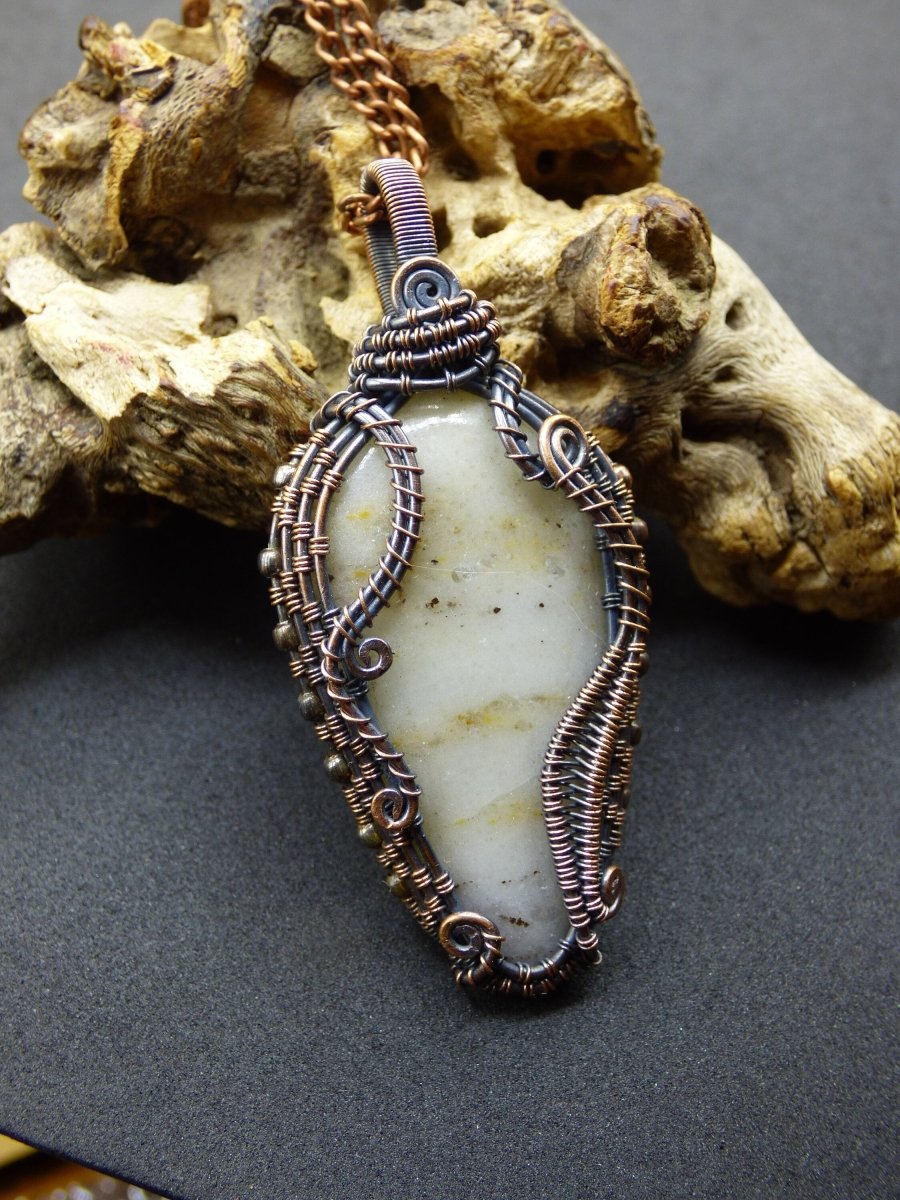 Baryt *~ Wire ~* ~ Edelstein Kette mit Kupferdraht ~HIPPIE ~GOA ~Boho ~Ethno ~Nature ~Heilstein ~Energy ~Chakra - Art of Nature Berlin