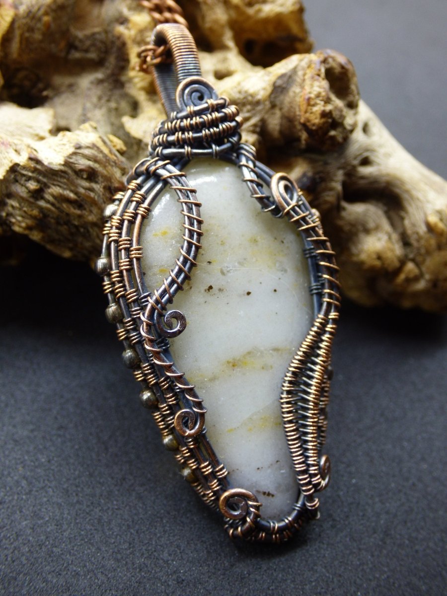 Baryt *~ Wire ~* ~ Edelstein Kette mit Kupferdraht ~HIPPIE ~GOA ~Boho ~Ethno ~Nature ~Heilstein ~Energy ~Chakra - Art of Nature Berlin