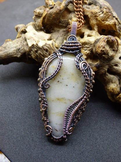 Baryt *~ Wire ~* ~ Edelstein Kette mit Kupferdraht ~HIPPIE ~GOA ~Boho ~Ethno ~Nature ~Heilstein ~Energy ~Chakra - Art of Nature Berlin