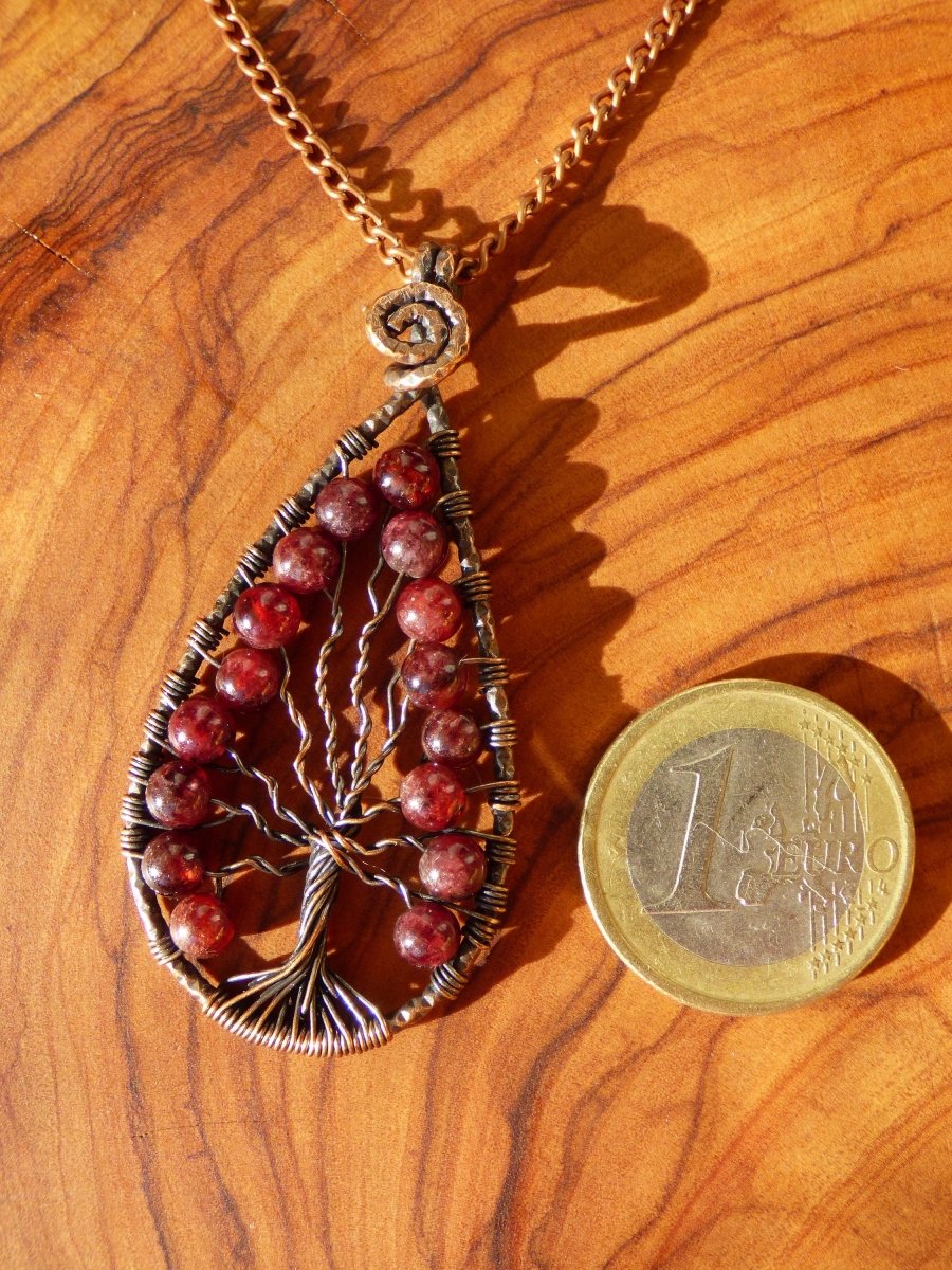 Baum des Lebens Granat *~Wire~* ~ Edelstein Kette mit Kupferdraht ~HIPPIE ~GOA ~Boho ~Nature ~Heilstein ~Energy ~Chakra - Art of Nature Berlin