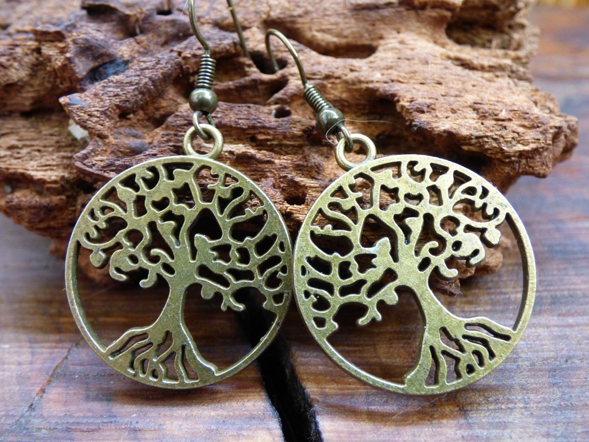 Baum des Lebens ~ Ohrringe Gold / Bronze ~GOA ~Hippie ~Boho ~Ethno ~Tree of Life - Art of Nature Berlin