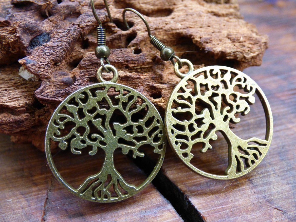 Baum des Lebens ~ Ohrringe Gold / Bronze ~GOA ~Hippie ~Boho ~Ethno ~Tree of Life - Art of Nature Berlin