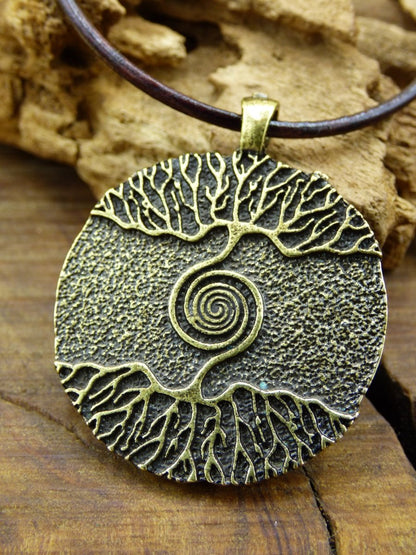 Baum Spiral Amulet Kette Antik Bronze Tibet HIPPIE GOA Boho Tibet Ethno Nature Ethnic Lebensbaum ~Wurzeln ~Root Männer Schmuck Yoga Balance - Art of Nature Berlin