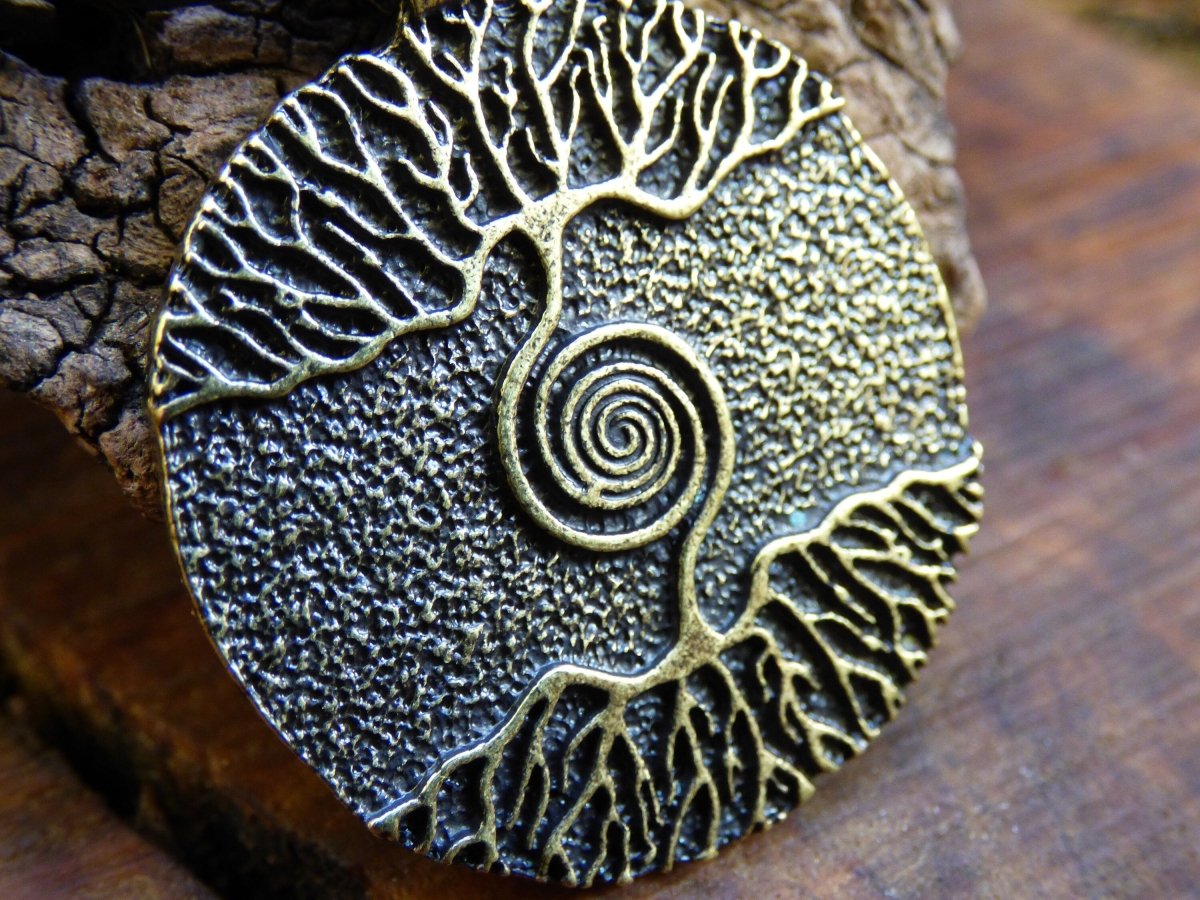 Baum Spiral Amulet Kette Antik Bronze Tibet HIPPIE GOA Boho Tibet Ethno Nature Ethnic Lebensbaum ~Wurzeln ~Root Männer Schmuck Yoga Balance - Art of Nature Berlin