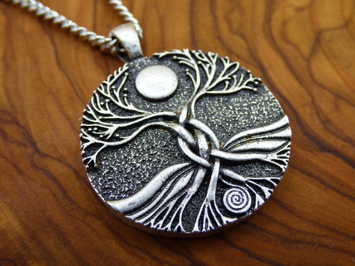 Baum Spirale Mond Anhänger ~ Amulet Kette Antik Silber Tibet HIPPIE GOA Boho Tibet Ethno Nature Esoterik Ethnic Lebensbaum Wurzeln Nacht - Art of Nature Berlin