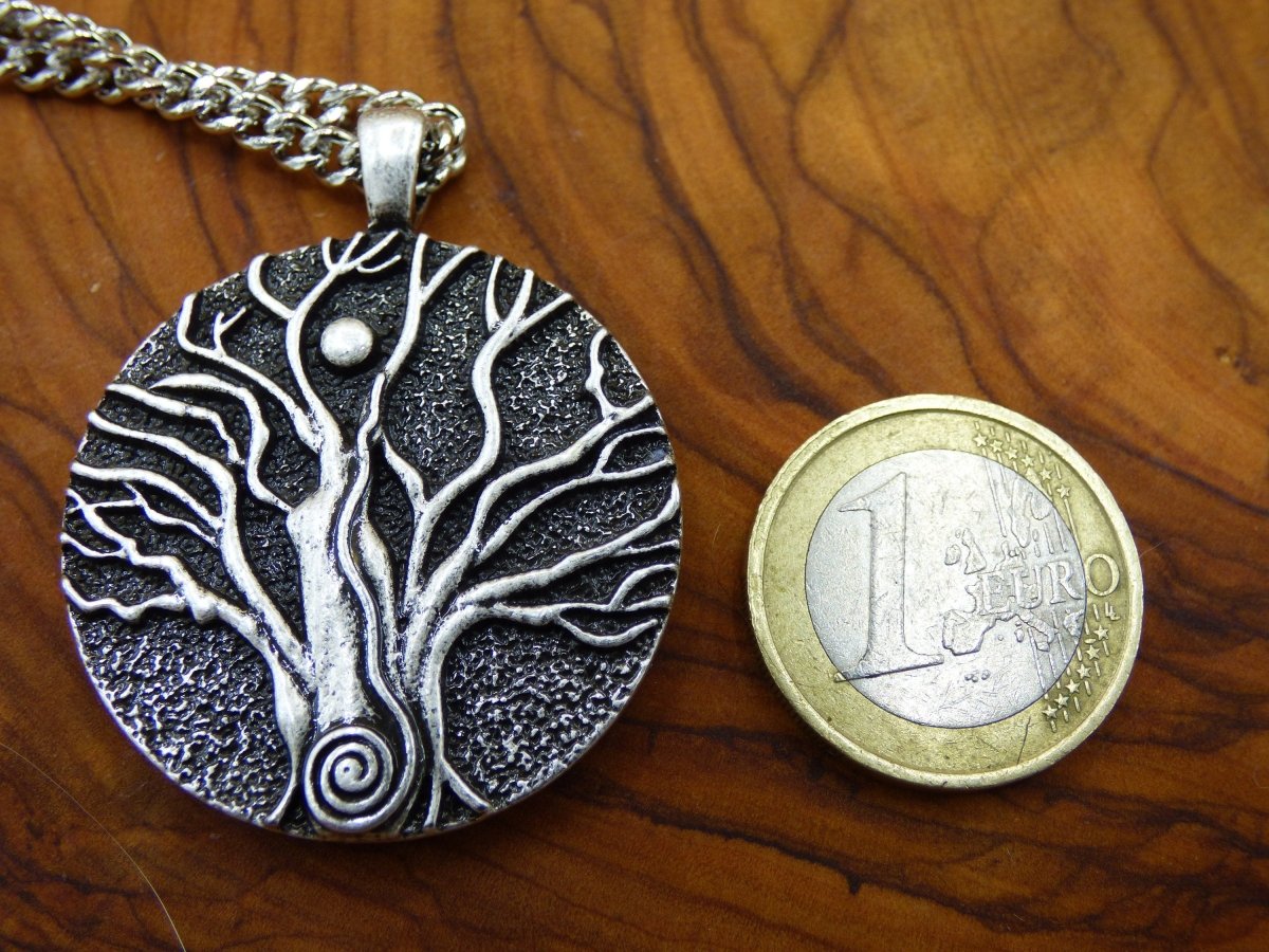 Baum Spirale Mond Anhänger ~ Amulet Kette Antik Silber Tibet HIPPIE GOA Boho Tibet Ethno Nature Esoterik Ethnic Lebensbaum Wurzeln Nacht - Art of Nature Berlin