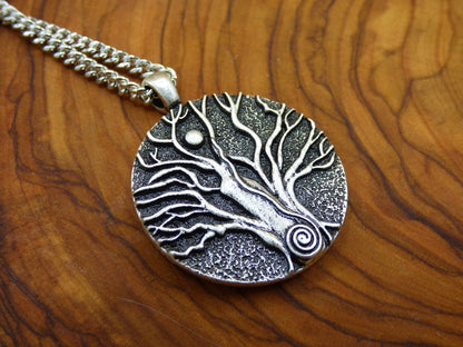 Baum Spirale Mond Anhänger ~ Amulet Kette Antik Silber Tibet HIPPIE GOA Boho Tibet Ethno Nature Esoterik Ethnic Lebensbaum Wurzeln Nacht - Art of Nature Berlin