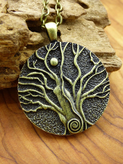 Baum Spirale Mond Anhänger ~ Amulet Kette Antik Silber Tibet HIPPIE GOA Boho Tibet Ethno Nature Esoterik Ethnic Lebensbaum Wurzeln Nacht - Art of Nature Berlin