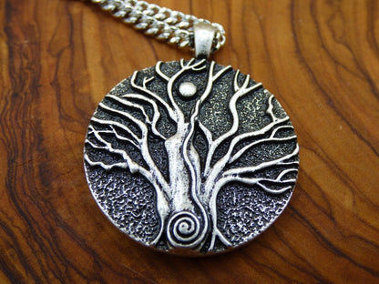 Baum Spirale Mond Anhänger ~ Amulet Kette Antik Silber Tibet HIPPIE GOA Boho Tibet Ethno Nature Esoterik Ethnic Lebensbaum Wurzeln Nacht - Art of Nature Berlin