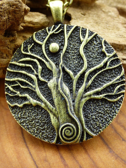 Baum Spirale Mond Anhänger ~ Amulet Kette Antik Silber Tibet HIPPIE GOA Boho Tibet Ethno Nature Esoterik Ethnic Lebensbaum Wurzeln Nacht - Art of Nature Berlin