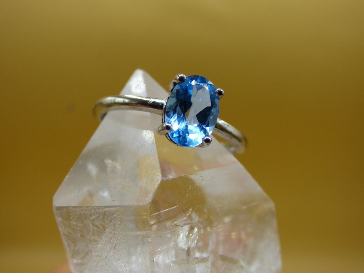 Blau Topaz ~ 925 Sterling Silber Edelstein Ring Heilstein Blau Edel Geschenk Hochzeit - Art of Nature Berlin