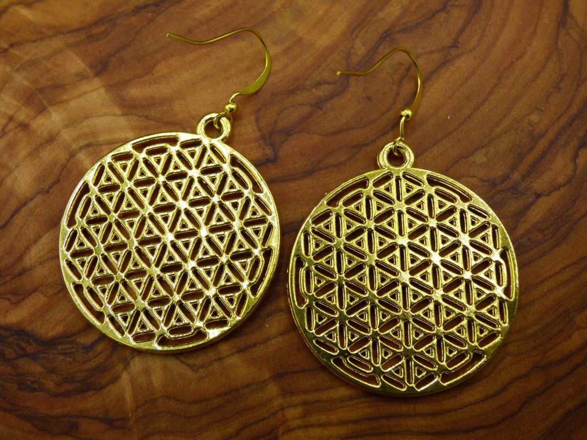 Blume des Lebens / Flower of Life ~ Ohrringe Golden ~Goa ~Hippie ~Vintage ~Indien ~Boho ~Ethno ~Sonne - Art of Nature Berlin