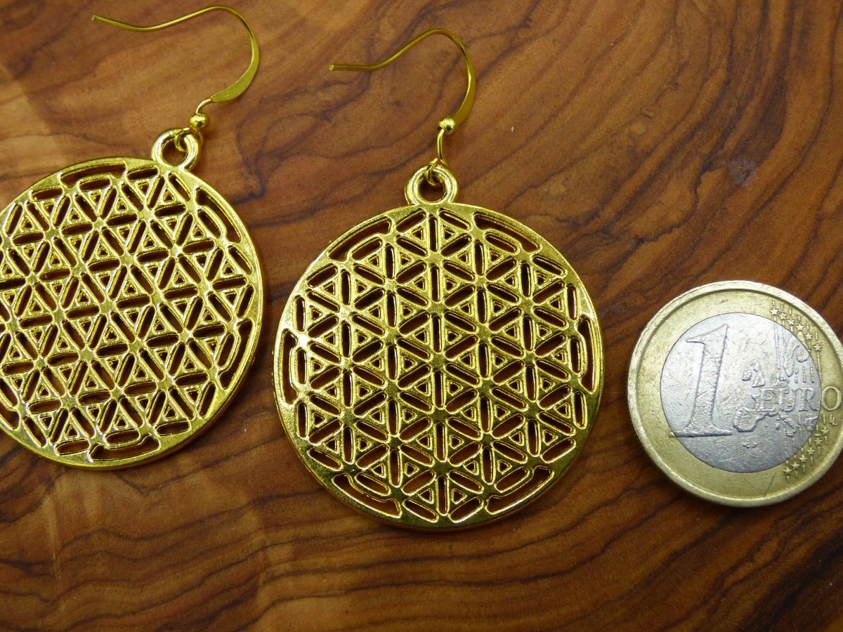 Blume des Lebens / Flower of Life ~ Ohrringe Golden ~Goa ~Hippie ~Vintage ~Indien ~Boho ~Ethno ~Sonne - Art of Nature Berlin