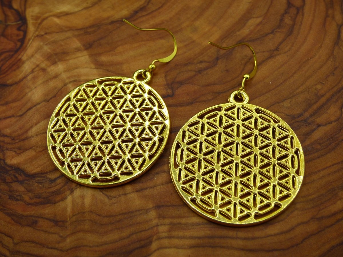Blume des Lebens / Flower of Life ~ Ohrringe Golden ~Goa ~Hippie ~Vintage ~Indien ~Boho ~Ethno ~Sonne - Art of Nature Berlin