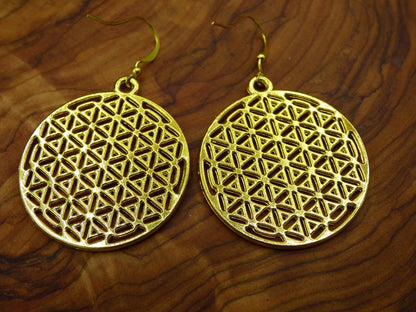 Blume des Lebens / Flower of Life ~ Ohrringe Golden ~Goa ~Hippie ~Vintage ~Indien ~Boho ~Ethno ~Sonne - Art of Nature Berlin