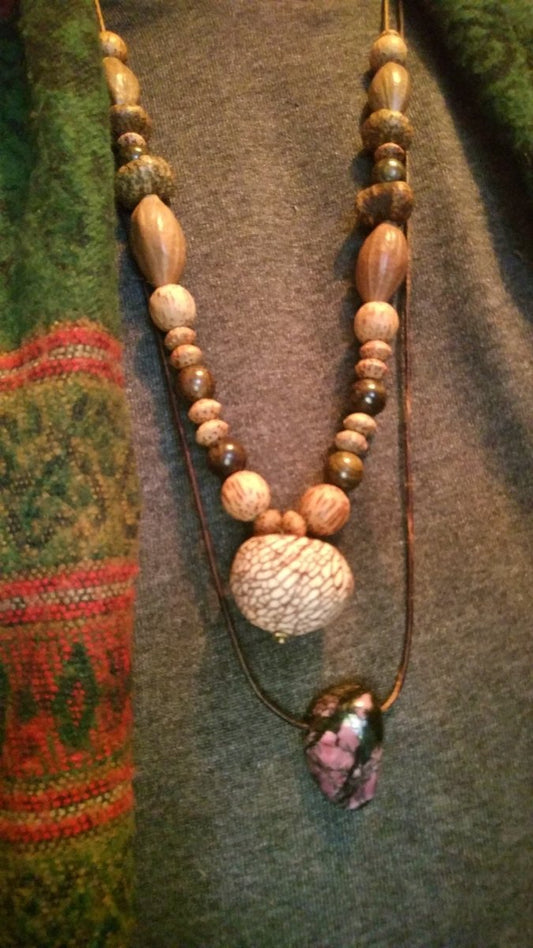 Bodhi Baum ~ Holz & Edelstein Kette ~Goa~Hippie~Ethno~Nature - Art of Nature Berlin