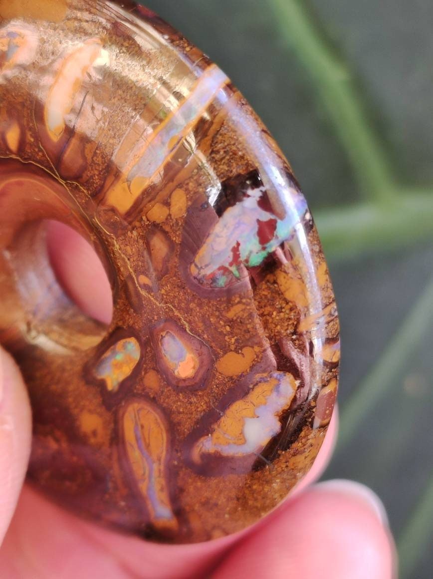 Boulder Opal AAA *Rarität* Sammlerstück Donut Kette Queenland Australien Goa Hippie Boho Schmuck Natürlich Schutzsymbol Heilstein Anhänger - Art of Nature Berlin